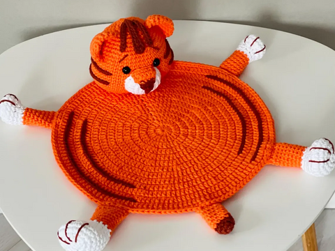 Crochet Pattern Tiger Placemat for Baby Decor