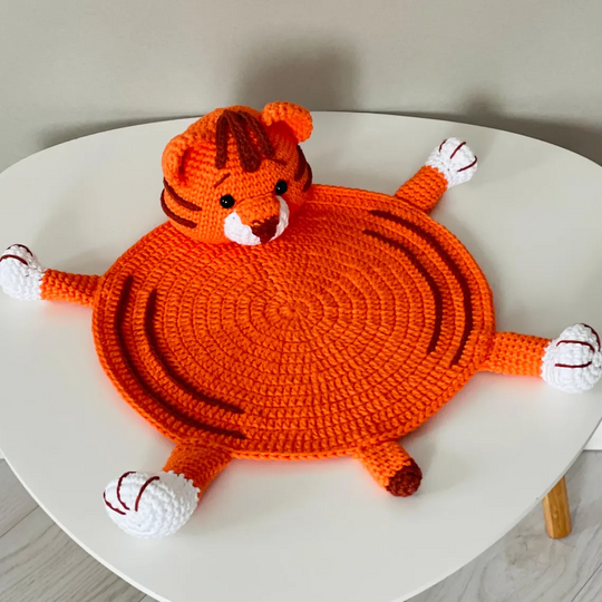 Häkelanleitung Tiger Platzset für Baby-Dekoration