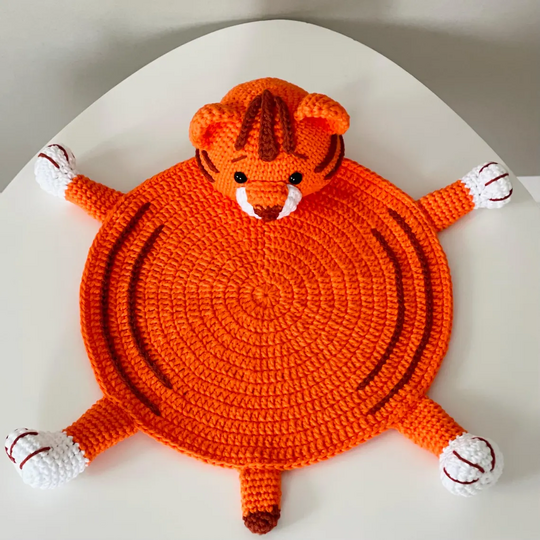 Häkelanleitung Tiger Platzset für Baby-Dekoration