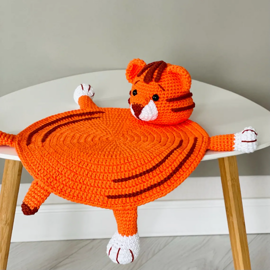 Häkelanleitung Tiger Platzset für Baby-Dekoration