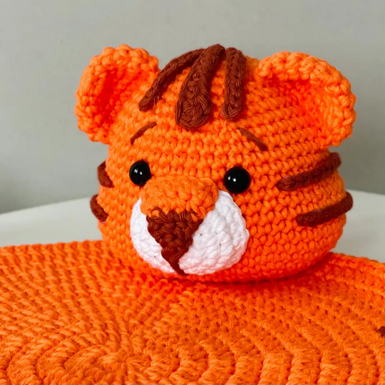 Häkelanleitung Tiger Platzset für Baby-Dekoration