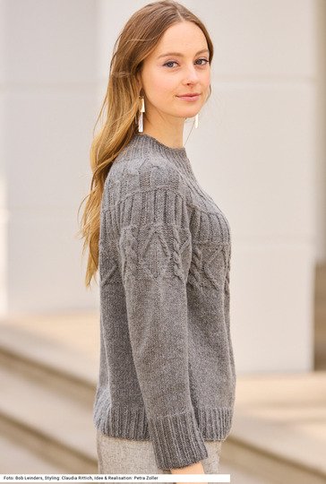 Pulli mit Zopfmuster-Passe