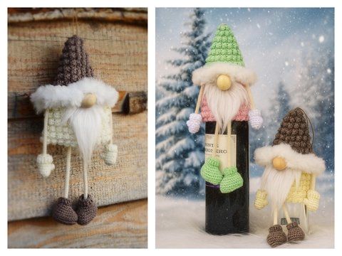 großer Wichtel mit Baumelbeinen als Flaschendeko oder Anhänger