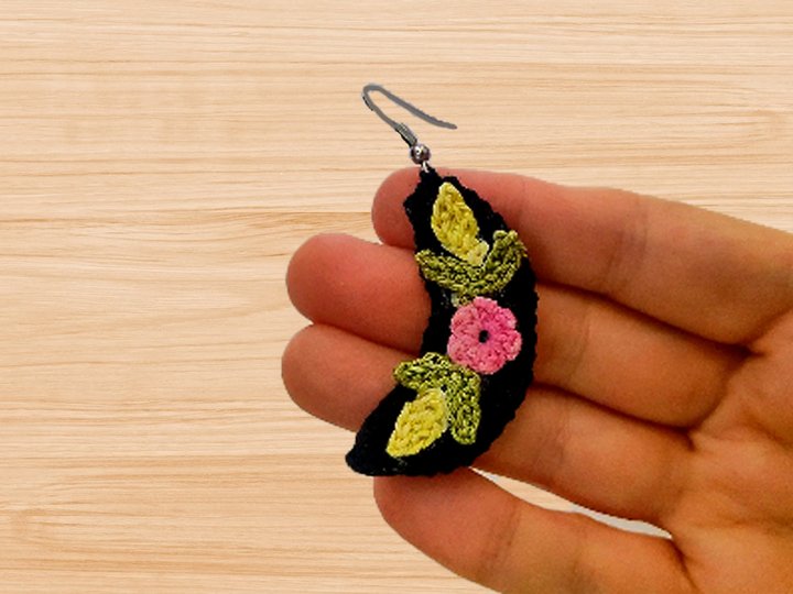 Crochet Half Moon Earrings Pattern PDF + Video Tutorial | Easy Crochet Jewe