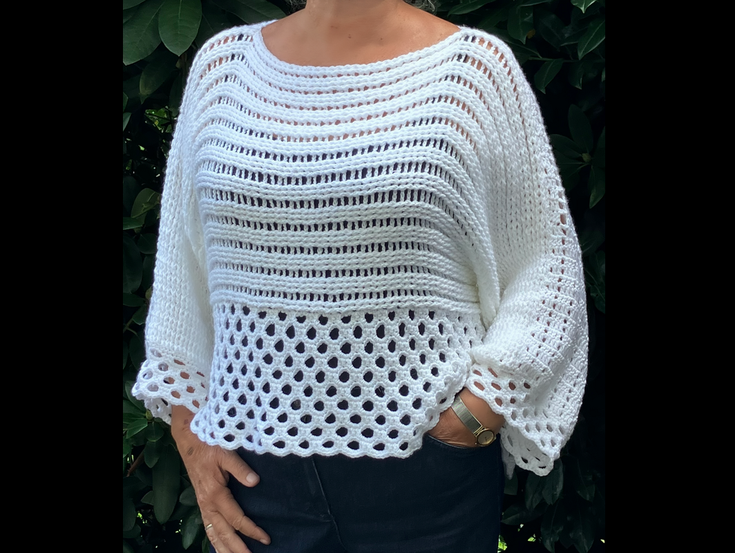 OVERSIZE-Pulli „Relief und Bögen“- Häkelanleitung