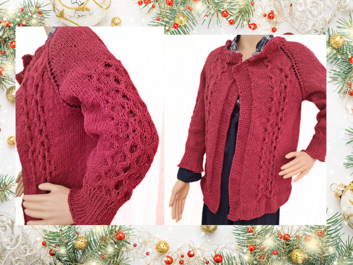 Women's jacket (top down) with cable pattern – flexible size