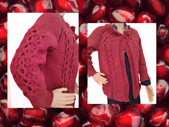 Women's jacket (top down) with cable pattern – flexible size