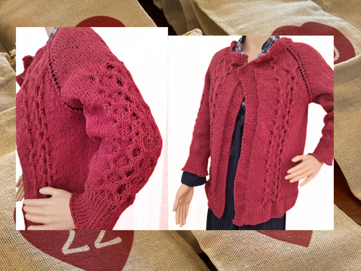 Women's jacket (top down) with cable pattern – flexible size