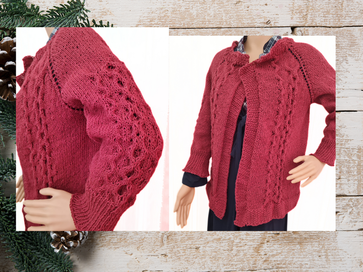 Women's jacket (top down) with cable pattern – flexible size