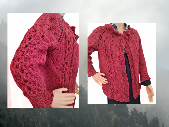 Women's jacket (top down) with cable pattern – flexible size