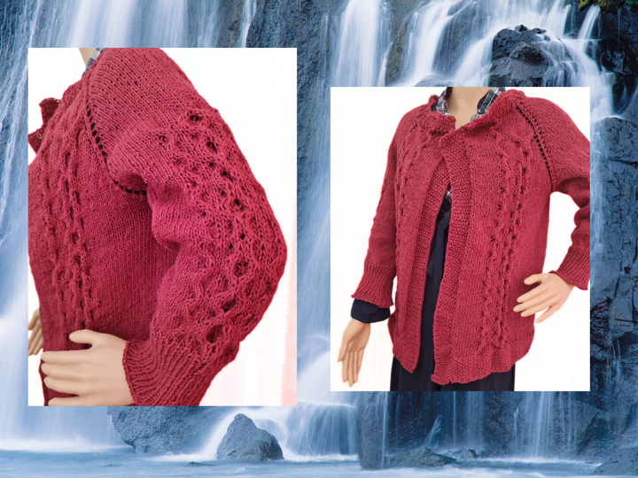 Women's jacket (top down) with cable pattern – flexible size