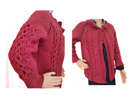 Women's jacket (top down) with cable pattern – flexible size