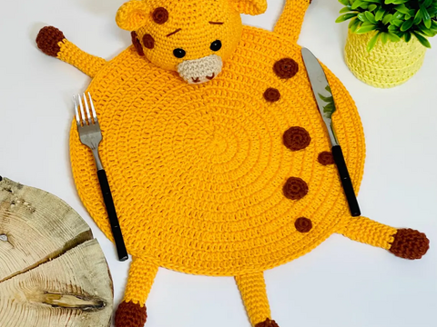 Häkelanleitung Giraffe Platzset für Baby-Dekoration