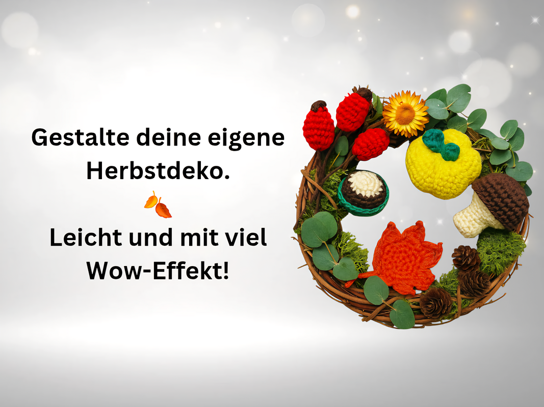 Herbstliche Häkeldeko – Kürbis, Kastanie, Blatt, Pilz & Hagebutten - Bild 5