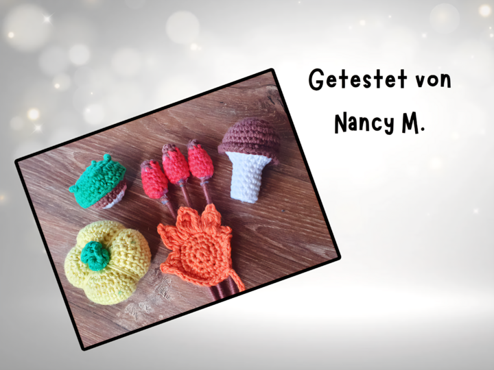 Herbstliche Häkeldeko – Kürbis, Kastanie, Blatt, Pilz & Hagebutten