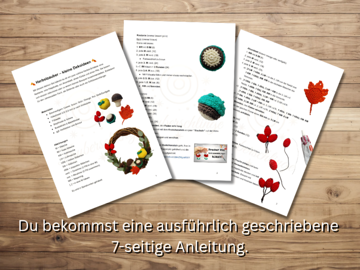 Herbstliche Häkeldeko – Kürbis, Kastanie, Blatt, Pilz & Hagebutten