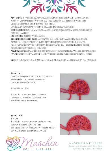 Crochet Pattern – Shawl “Aurelia” with Shell Stitch Pattern (advanced)