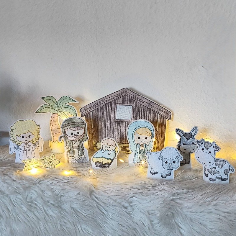 Stickdatei, Weihnachten Krippe LED Cover Set 2585 Maschinenstickerei