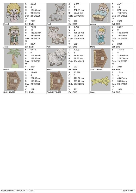 Stickdatei, Weihnachten Krippe LED Cover Set 2585 Maschinenstickerei