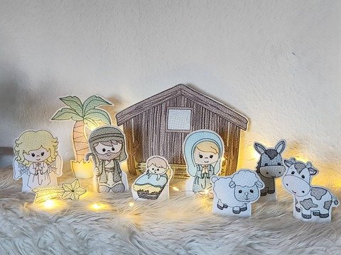Stickdatei, Weihnachten Krippe LED Cover Set 2585 Maschinenstickerei