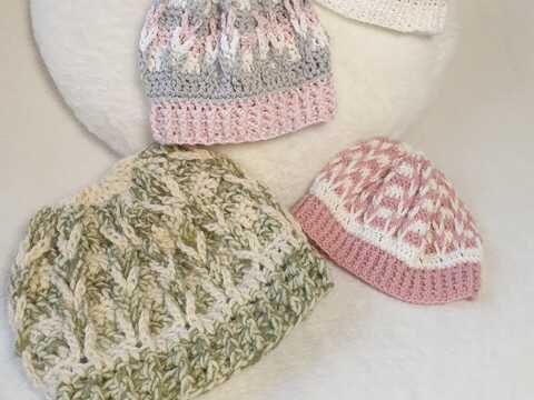 Crochet pattern hat with loop plait in all sizes and yarns (de/en)