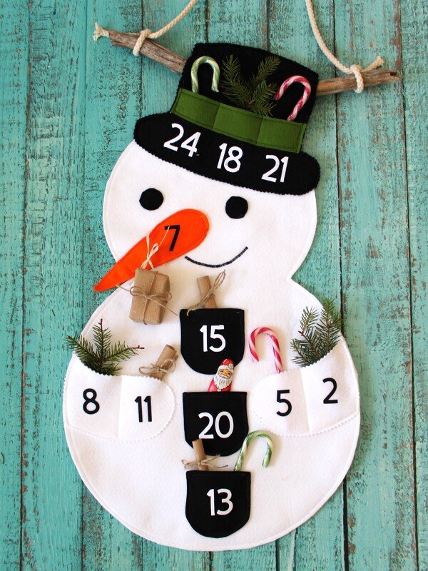 Nähanleitung Schneemann Adventskalender