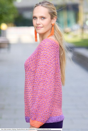 Pulli mit quergestrickter Passe