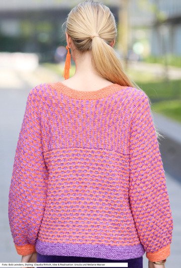 Pulli mit quergestrickter Passe