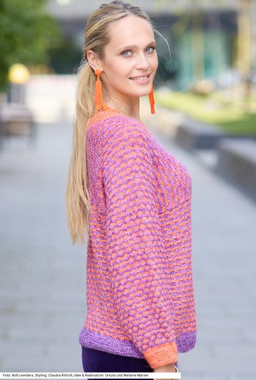 Pulli mit quergestrickter Passe