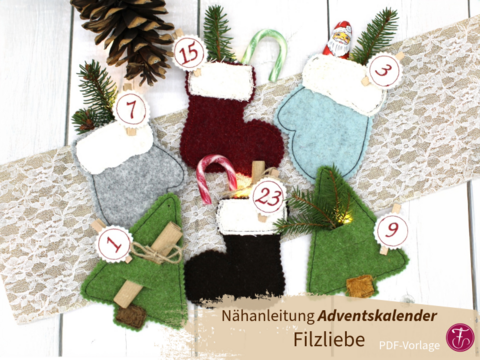 Nähanleitung Filzliebe Handschuh Tannenbaum Stiefel Adventskalender