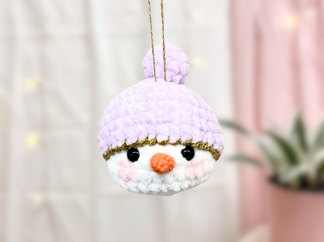 Häkelanleitung Weihnachtskugel Schneemann