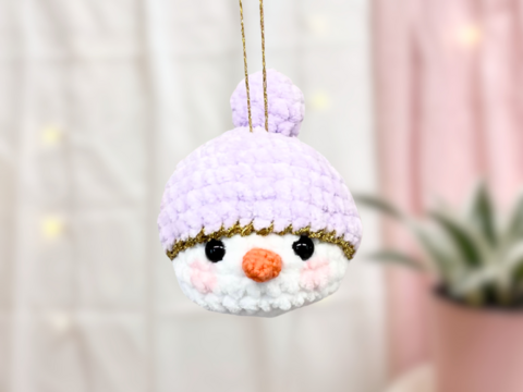 Häkelanleitung Weihnachtskugel Schneemann