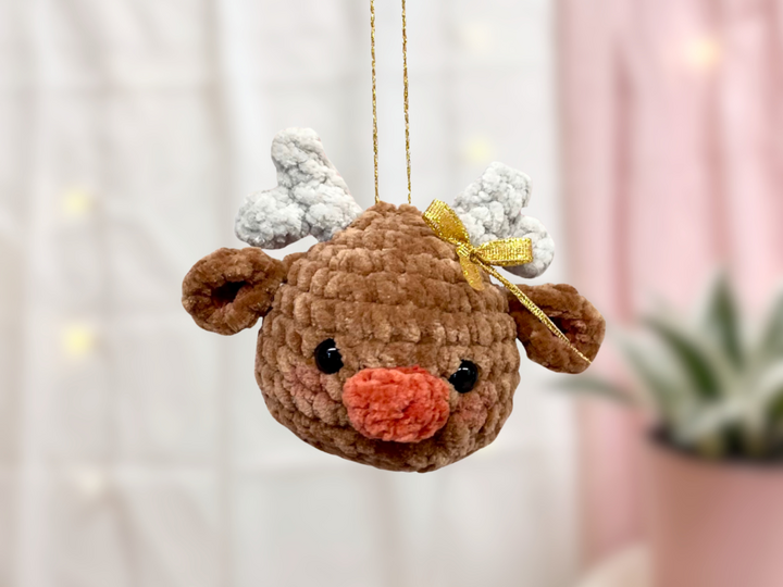 Häkelanleitung Weihnachtskugel Rentier