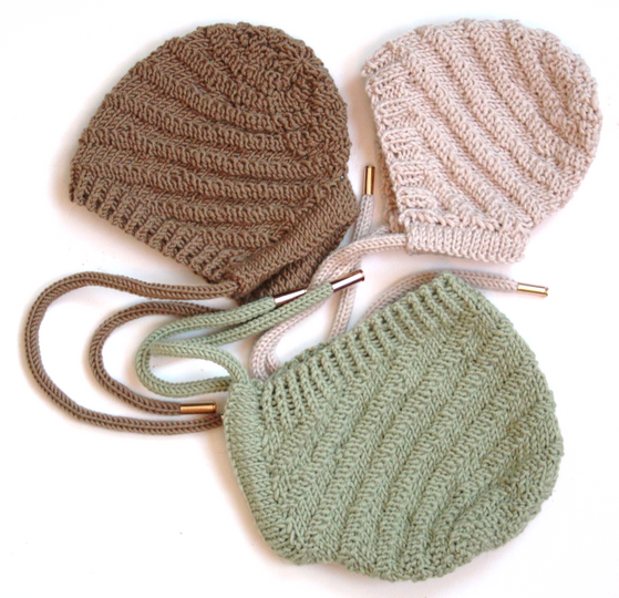 Whirlwind knitted bonnet in a spiral pattern