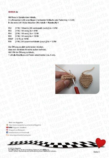 Niedliches Schweinchen Häkelanleitung von NiggyArts - Amigurumi