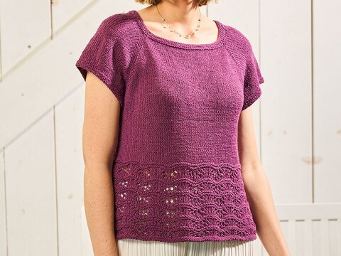RAGLAN-SHIRT CLEO MIT AJOURBORDÜRE GESTRICKT