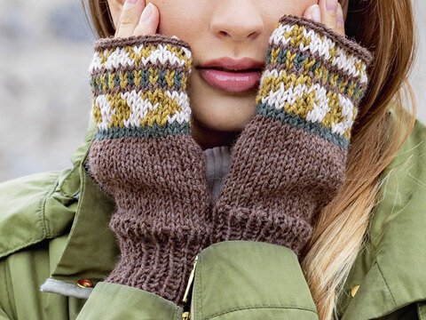Handschuhe mit Fair-Isle-Muster, stricken