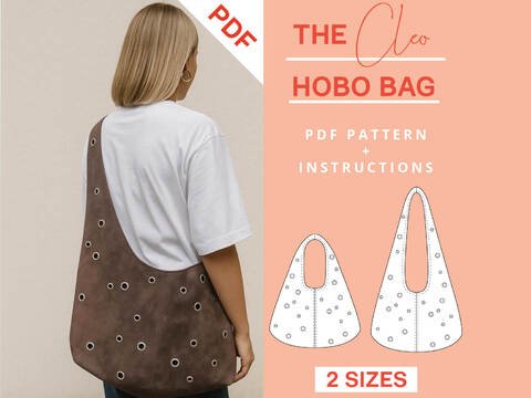 Hobo Bag Schnittmuster Tasche Unisex Damen aus Kunstleder Einfache Tasche