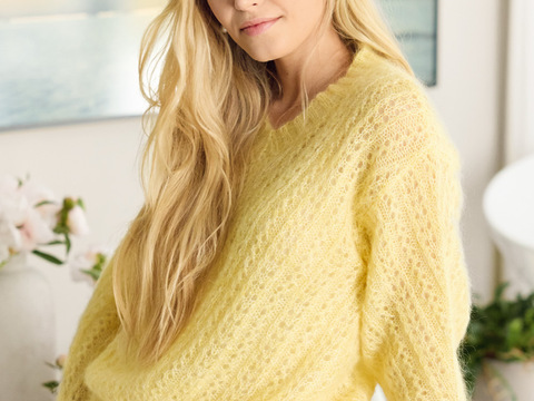 Pullover mit v-förmig verlaufendem Ajourmuster