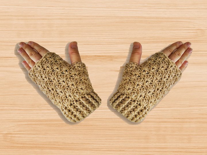 Crochet Fingerless Gloves Pattern – PDF + Video Tutorial – Beginner