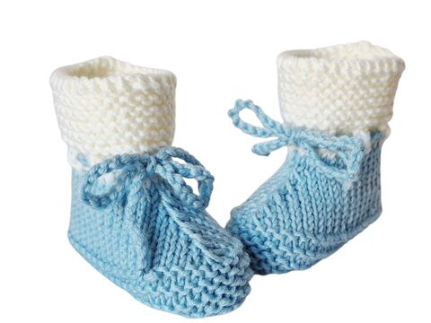 Strickanleitung Baby-Schuhe, Baby-Booties, mit 2 Nadeln gestrickt    #340