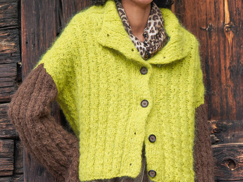 Zweifarbige Jacke mit Stehkragen