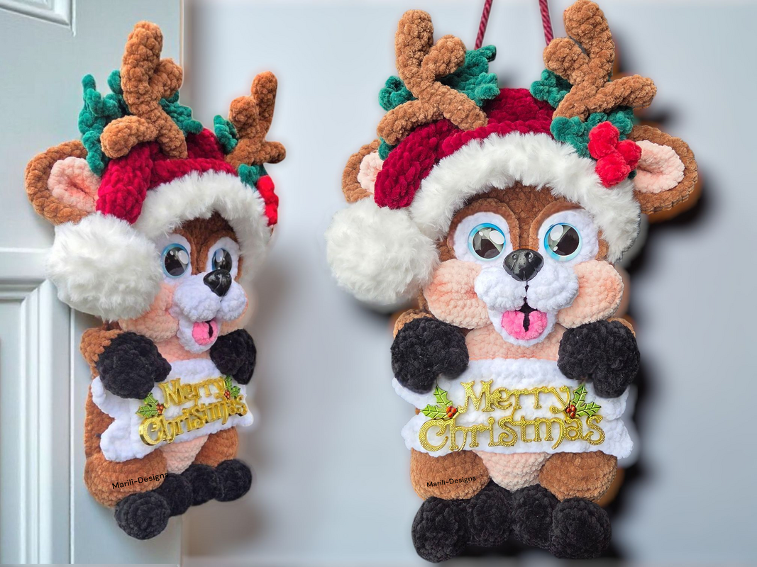 Crochet Pattern Reindeer Door Decoration