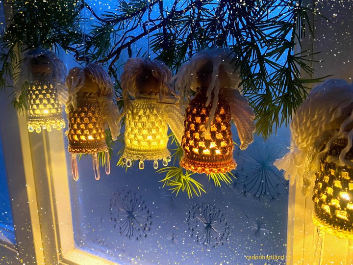 Minileuchten "Glühengelchen", kleine Lampions häkeln, Baumlichter, Engel