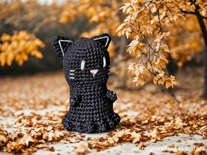 Crochet Pattern: Cat Ghost Bag Charm for Halloween