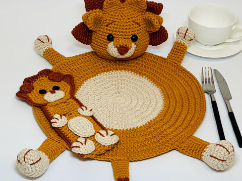 Häkelanleitung Löwe für Baby-Tischdekoration