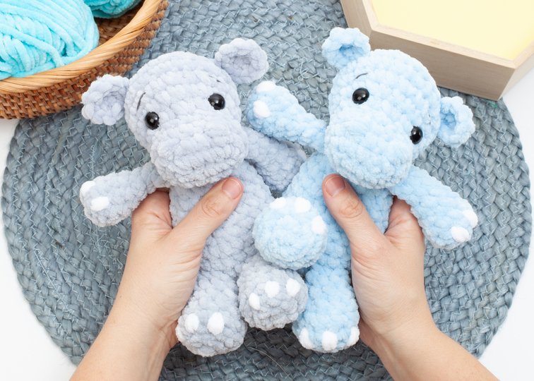 Crochet Hippo Pattern – Low Sew Amigurumi Plush Hippo PDF