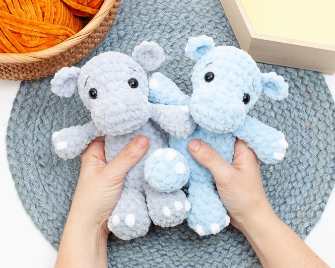 Crochet Hippo Pattern – Low Sew Amigurumi Plush Hippo PDF
