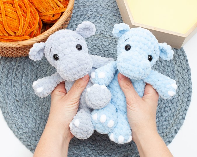 Crochet Hippo Pattern – Low Sew Amigurumi Plush Hippo PDF