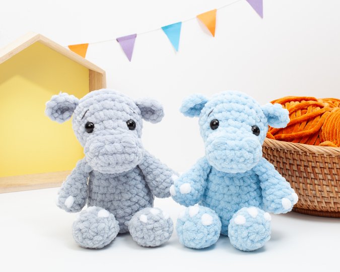 Crochet Hippo Pattern – Low Sew Amigurumi Plush Hippo PDF